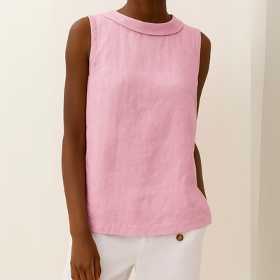 Leah | Sleeveless Roll Collar Top