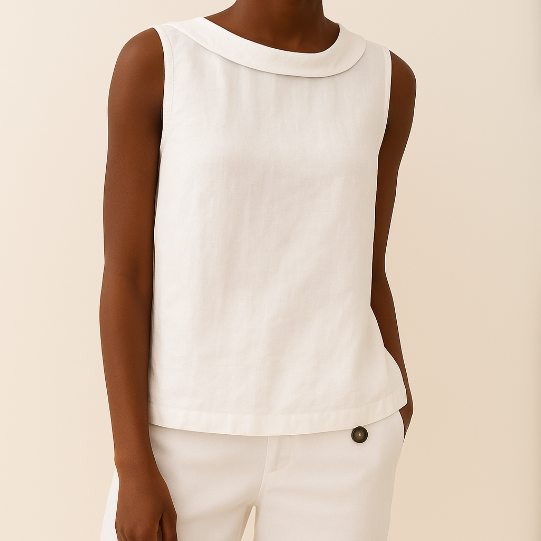 Leah | Sleeveless Roll Collar Top