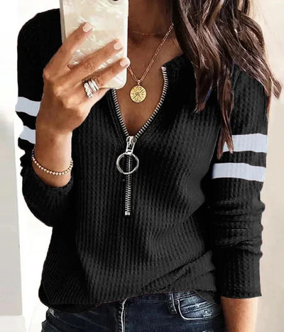 Loraine | V-neck Half zip Sweater
