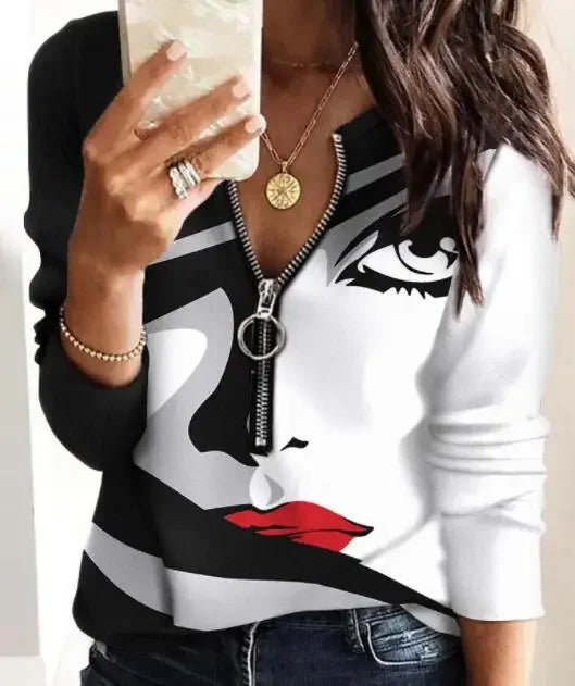 Loraine | V-neck Half zip Sweater