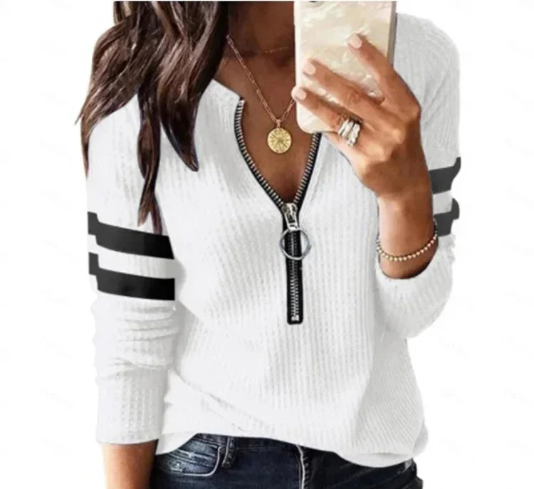 Loraine | V-neck Half zip Sweater