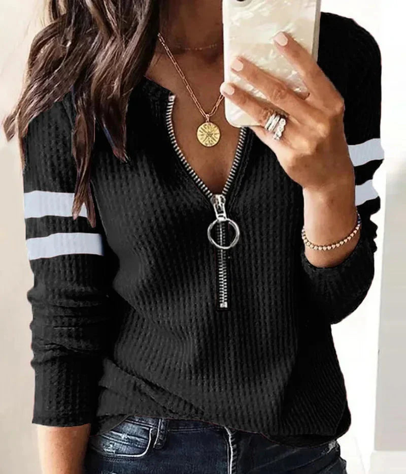 Loraine | V-neck Half zip Sweater