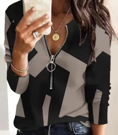 Loraine | V-neck Half zip Sweater