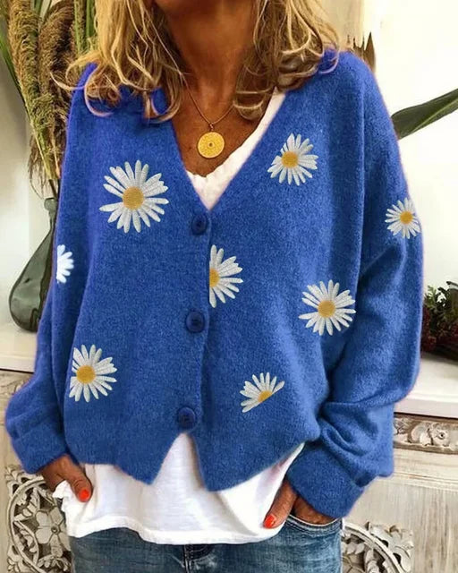 Martha | Embroidered daisy cardigan