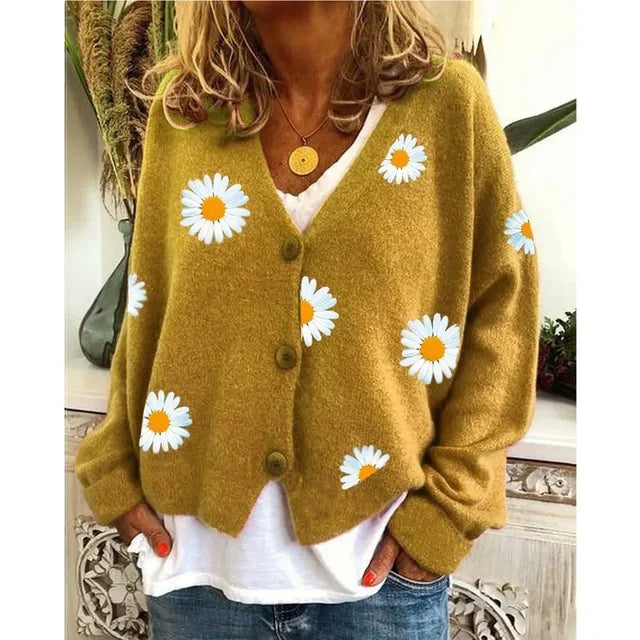 Martha | Embroidered daisy cardigan