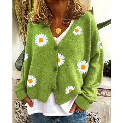 Martha | Embroidered daisy cardigan