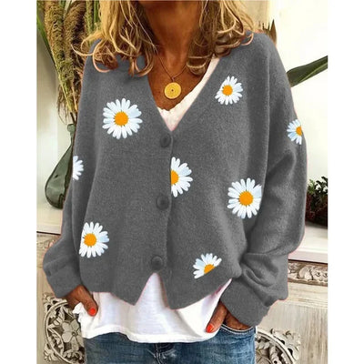Martha | Embroidered daisy cardigan