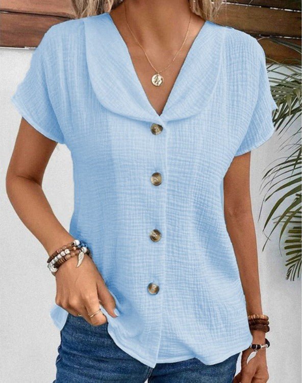 Lies | Casual Cotton and Linen Blouse