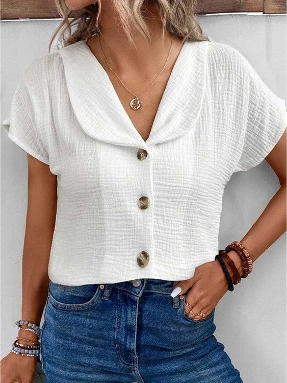 Lies | Casual Cotton and Linen Blouse