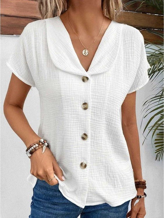 Lies | Casual Cotton and Linen Blouse