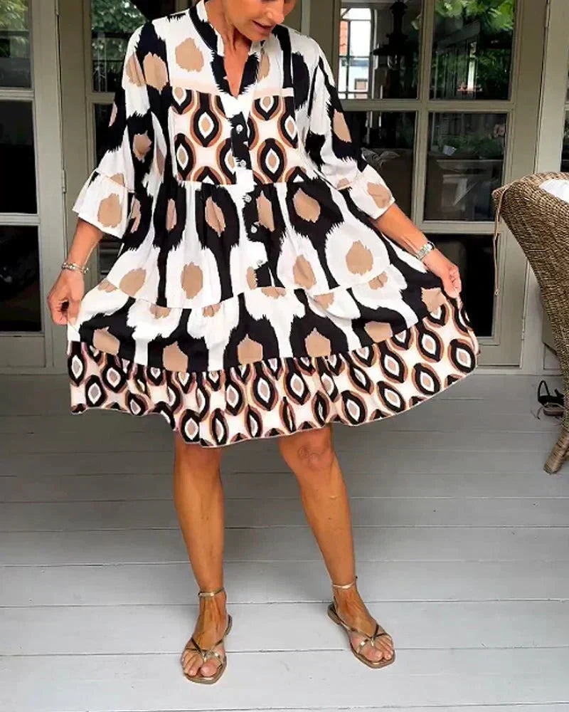 Endra | Printed Dress with 3/4 Sleeves