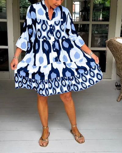 Endra | Printed Dress with 3/4 Sleeves