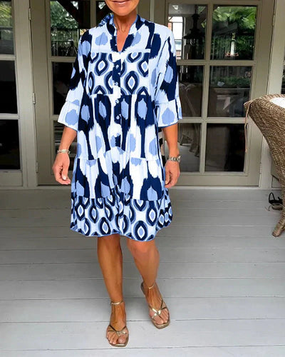 Endra | Printed Dress with 3/4 Sleeves