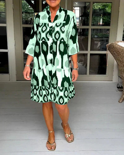 Endra | Printed Dress with 3/4 Sleeves
