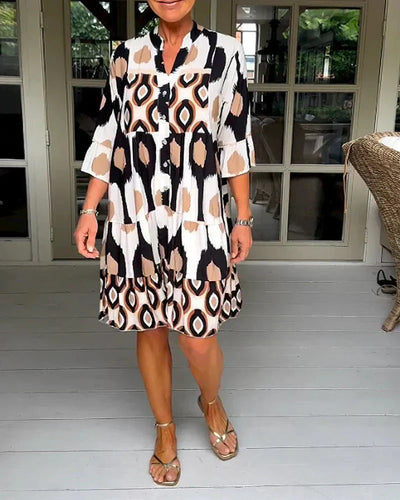Endra | Printed Dress with 3/4 Sleeves