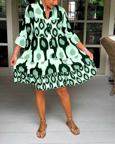 Endra | Printed Dress with 3/4 Sleeves